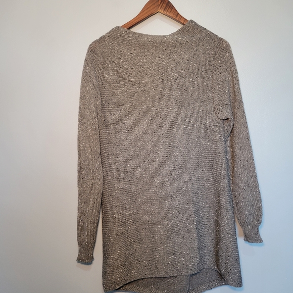 Ceasikery Asymmetrical Fringe Hem Faux‎ Wrap Sweater Womens Size M Pullover Gray - Picture 3 of 12